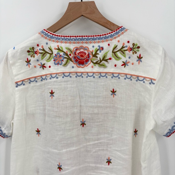 John Mark Line Embroidered Short Sleeve Blouse Small - Picture 3 of 8